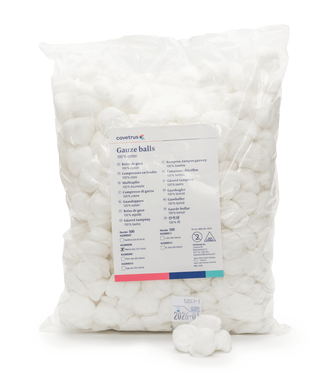 Covetrus Gauze Ball, White, 15 x 15mm, Walnut