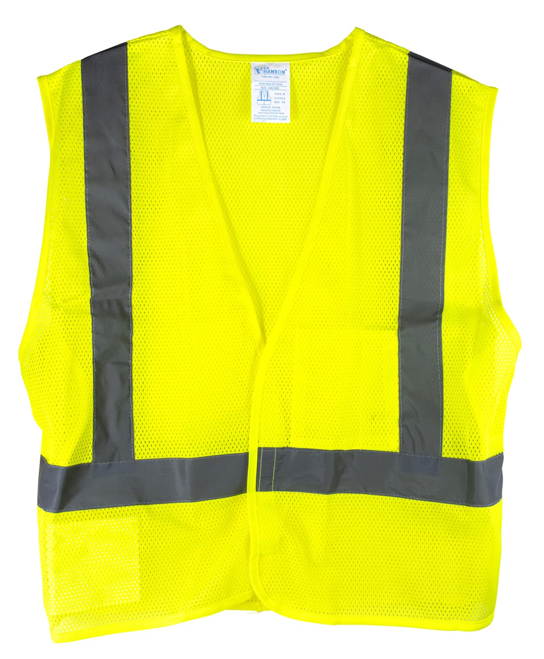 Safety Vest-Ansi CL2 Lime Fluorescent Reflectve Strips