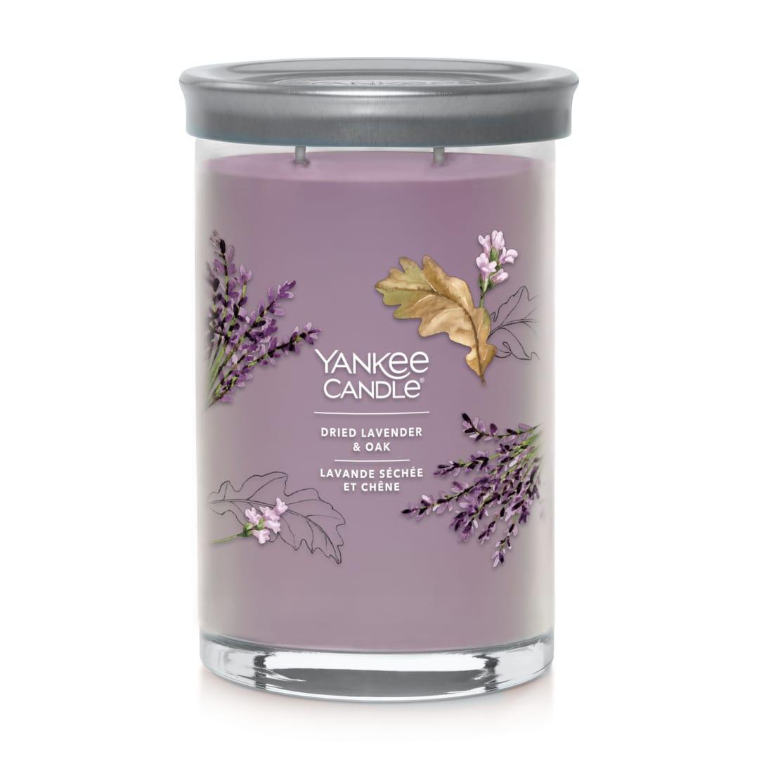 Bougie parfumée Yankee Candle Signature, Lavande séchée et chên, bougie en pot format grand