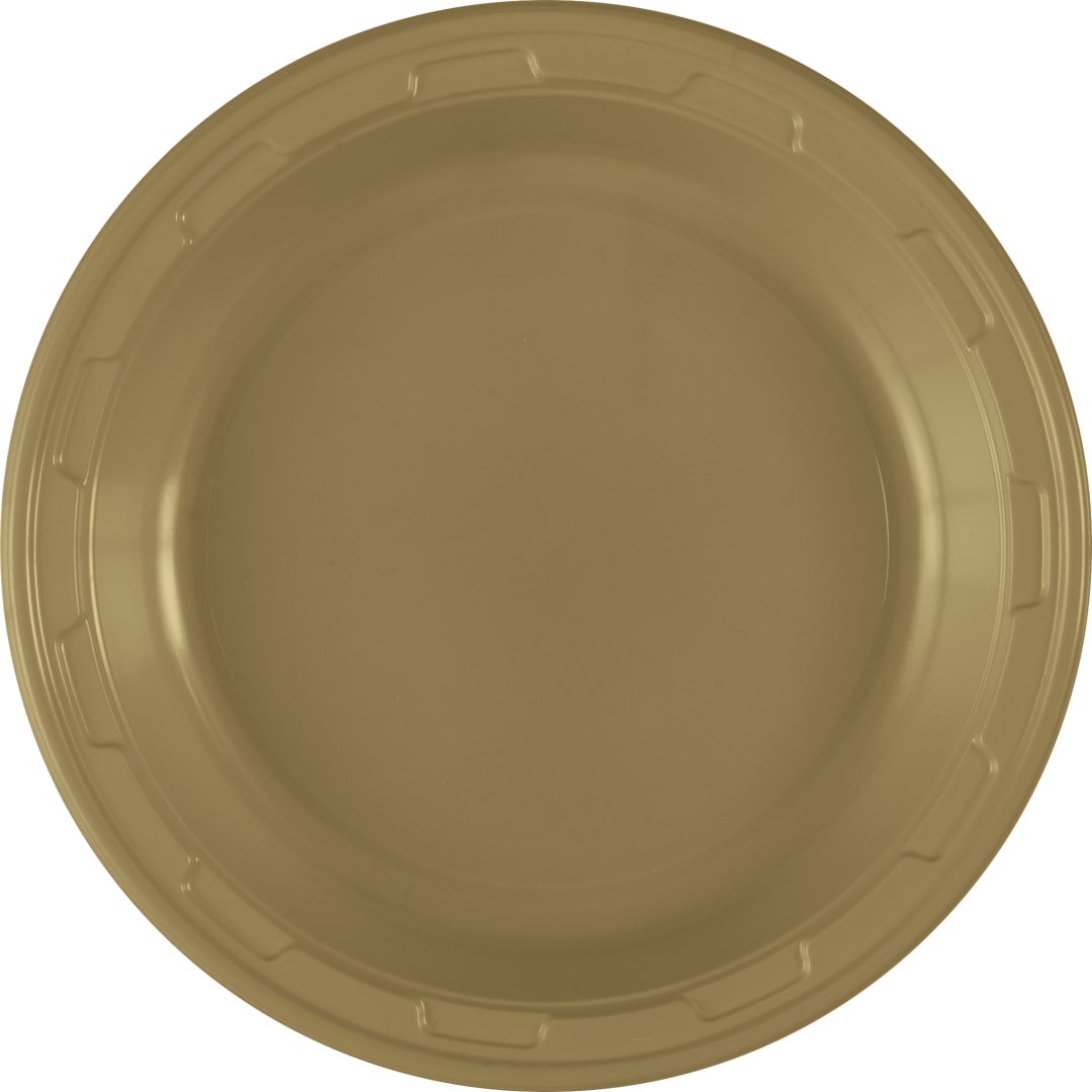 Gold Solid Round 7" Plastic Dessert Plates, 50ct
