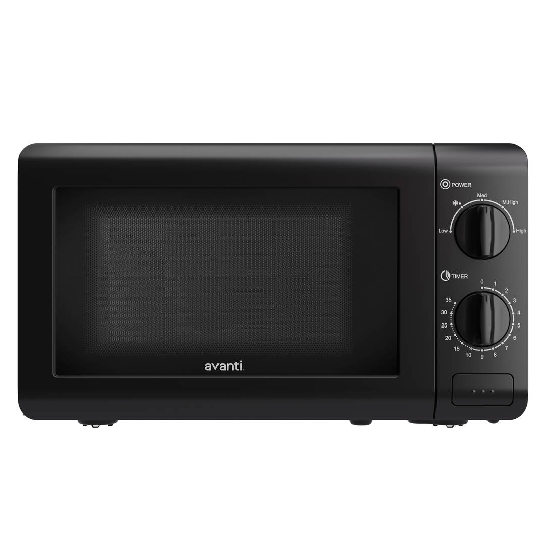 Avanti Microwave Oven with Mechanical Dials, 0.7 cu. ft. Capacity, 700W Cooking Power, Space-Saving Design in Black (MM07V1B)