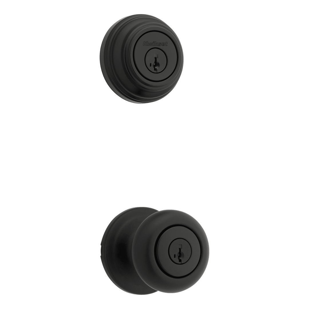Juno Doorknob Combo Pack in Matte Black featuring SmartKey Security