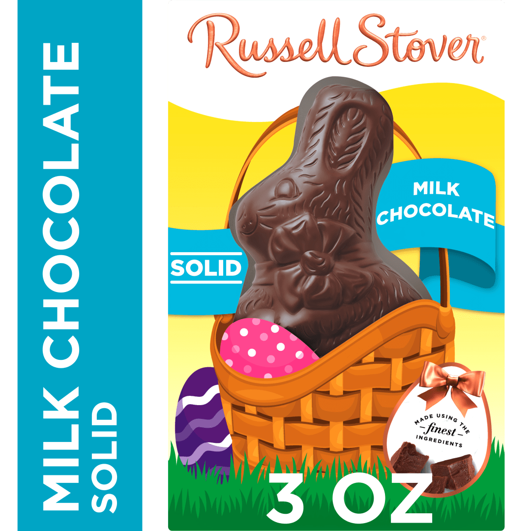 RUSSELL STOVER Easter Bunny Solid Milk Chocolate Candy Rabbit, 3 oz.
