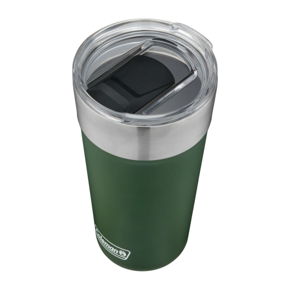 Coleman® Vaso Térmico Brew, Aislado al Vacío, de Acero Inoxidable, con Tapa Deslizante y Abrebotellas Integrado, 600 ml, Verde