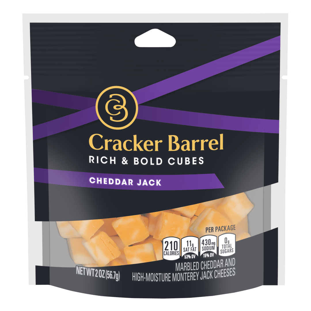 Cracker Barrel Rich &amp; Bold Cheddar Jack Marbled Cheese Cubes, 2 oz Bag