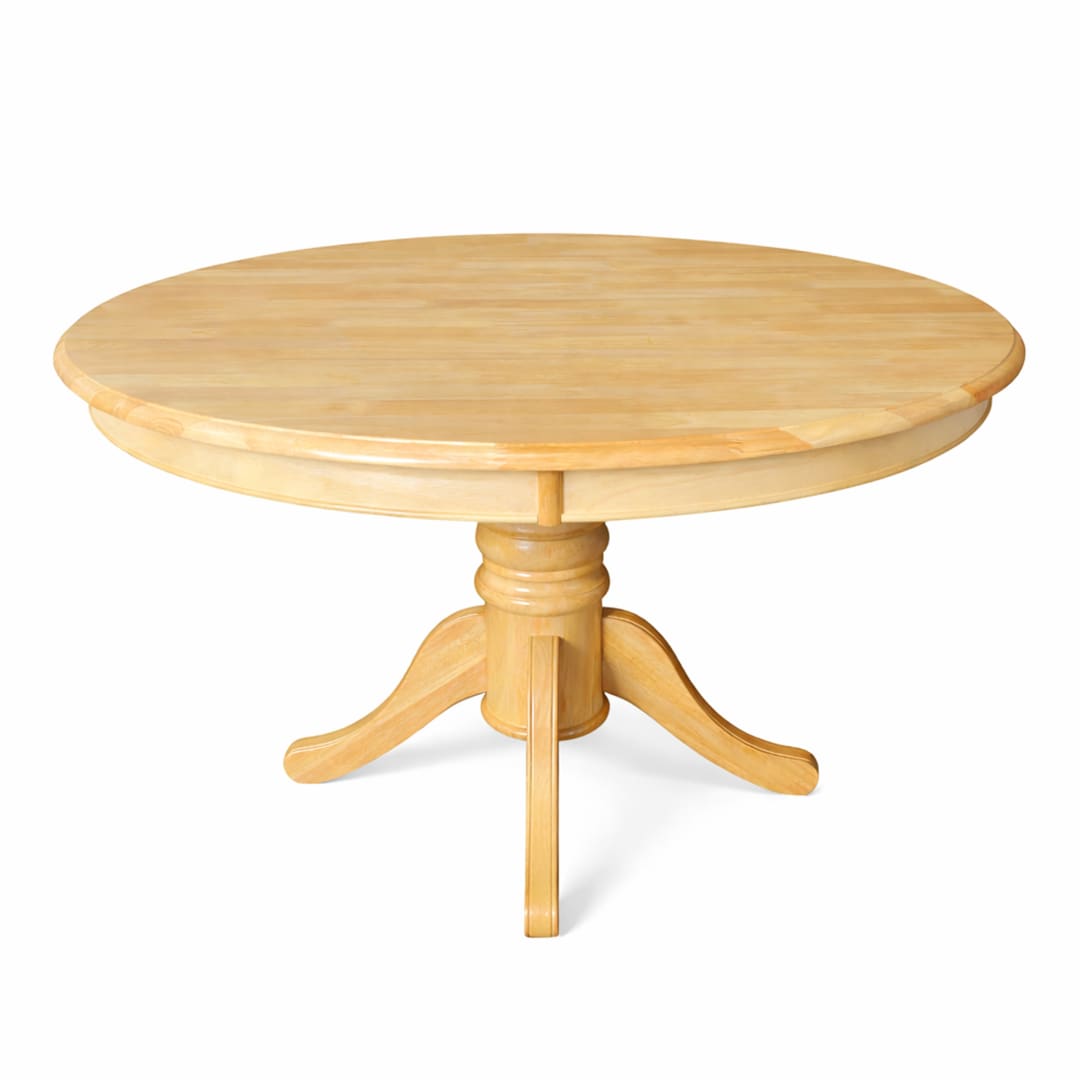 Modern 47 Inch Round Dining Table, Natural Wood Finish Solid Rubberwood