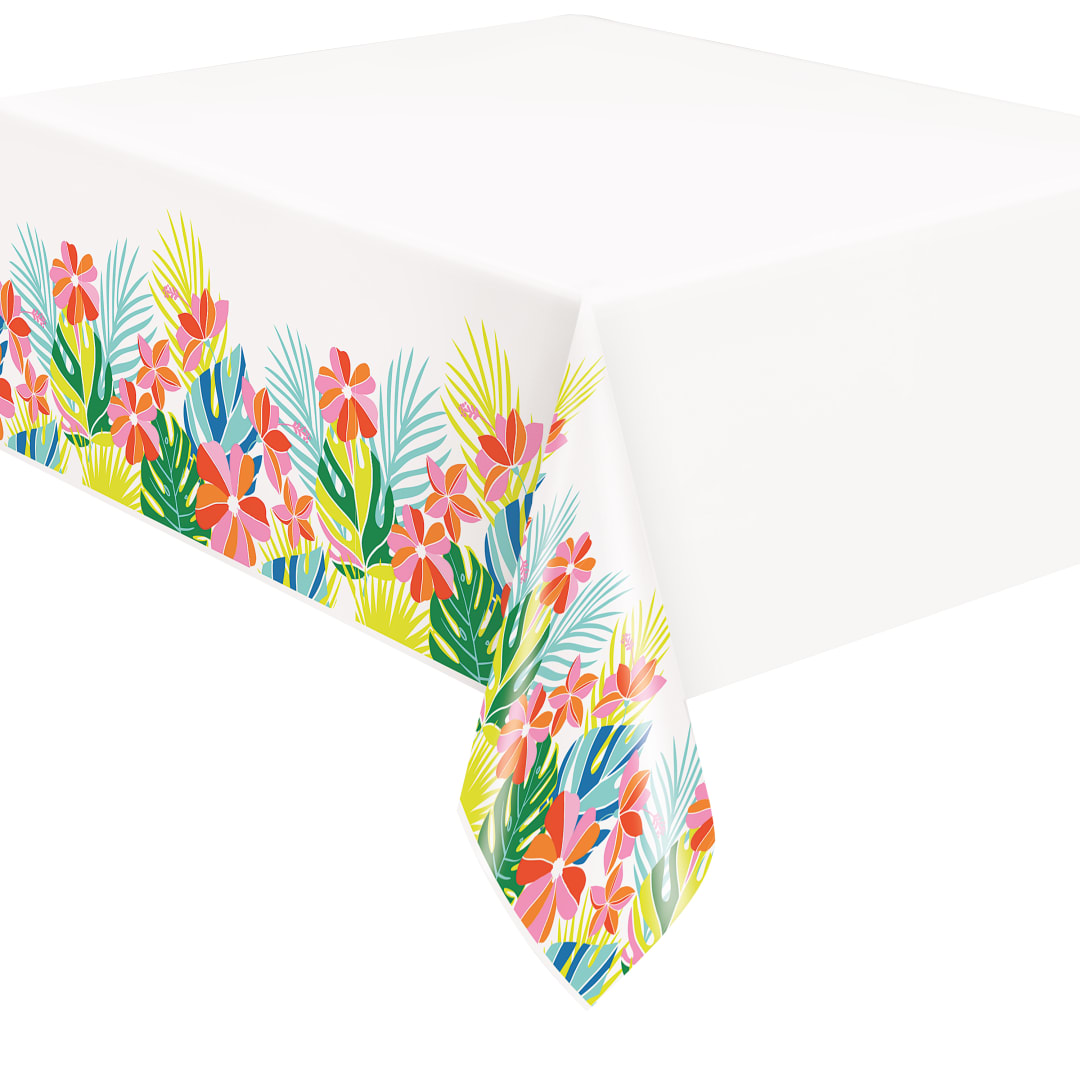 Tropical Vibes Rectangular Plastic Table Cover, 54" x 84"