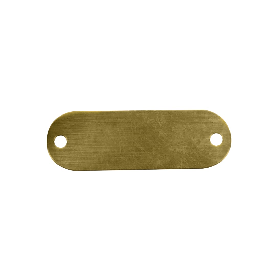 Tag-Rectangle with Rounded Ends 5/8" x  1-29/32" Brass 25 Pack