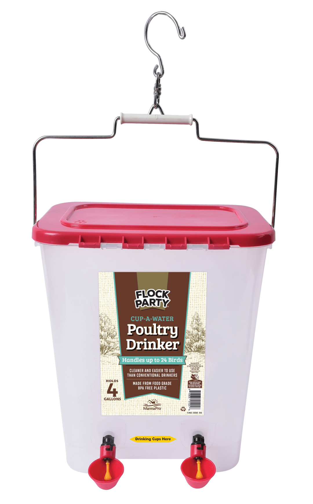 Flock Party Watering Cup Drinker, 4 Gallons