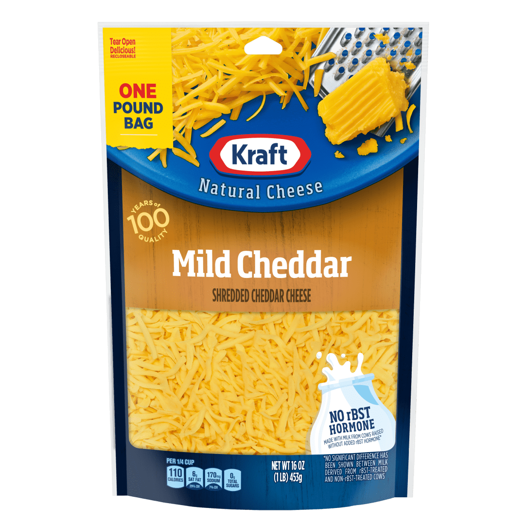 Kraft Natural Mild Cheddar Shredded Cheese, 16 oz Bag