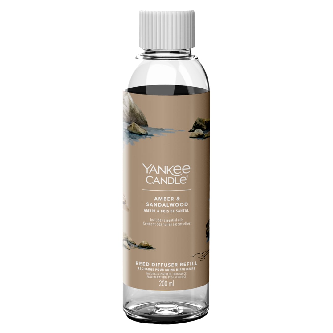 Yankee Candle Signature Recambio para difusor de varillas | Ámbar y sándalo | 200 ml | Hasta 20 semanas de fragancia | Regalo perfecto para mujeres