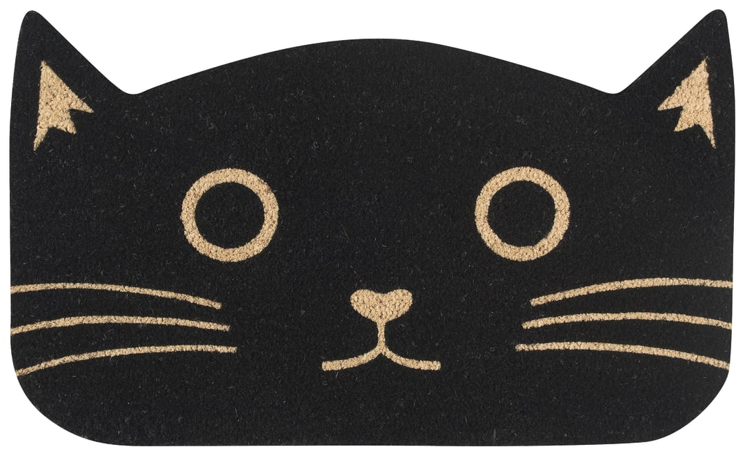 Black Cat Shaped Coir Doormat
