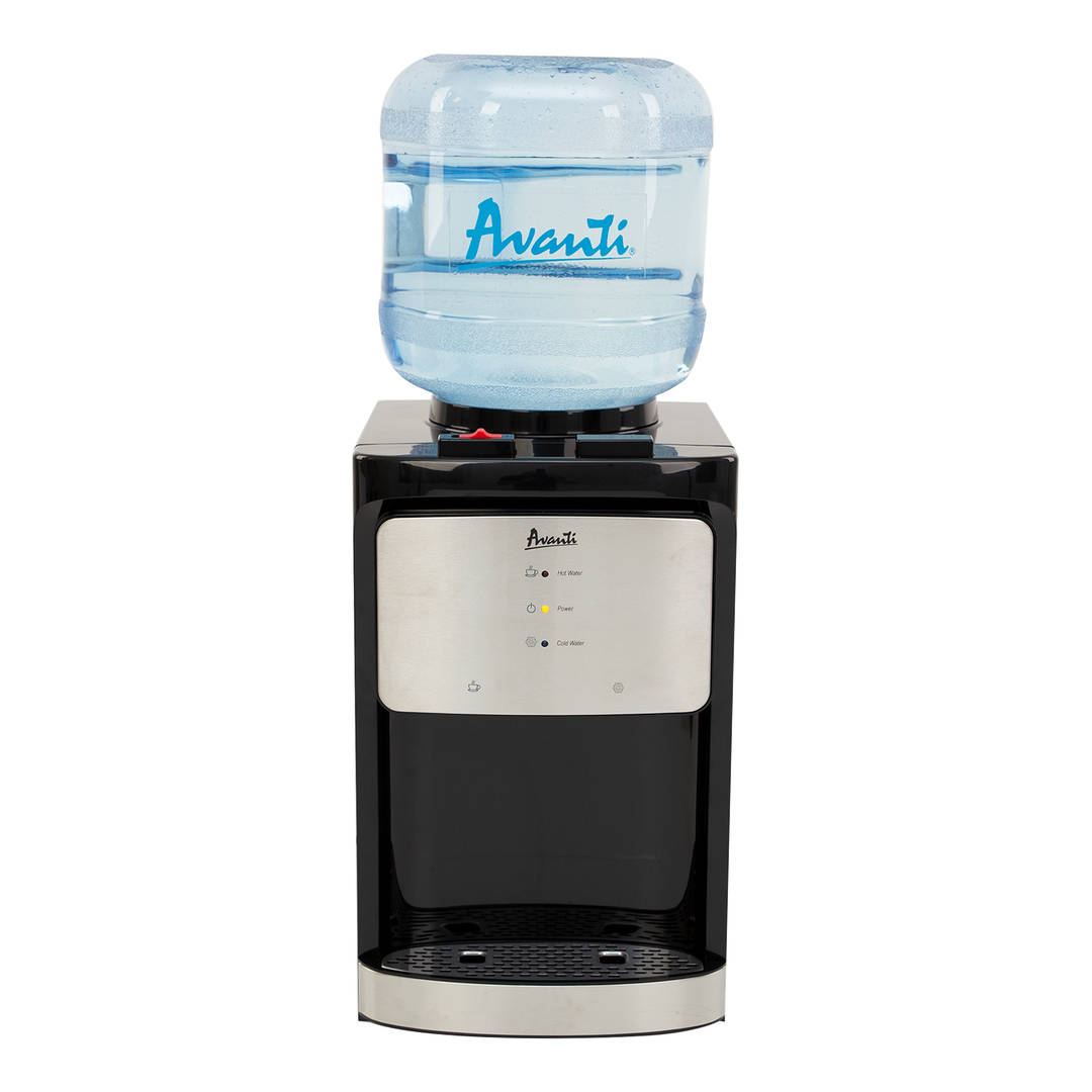 Avanti Countertop Thermoelectric Hot and Cold Water Dispenser, Dual Faucet with Child Safety, 3 or 5 Gallon Capacity, in Stainless Steel (WDT40Q3S-IS)