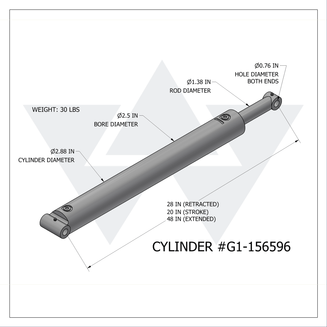Galbreath™  Double Acting Cylinder 2 1/2X1 3/8X20
