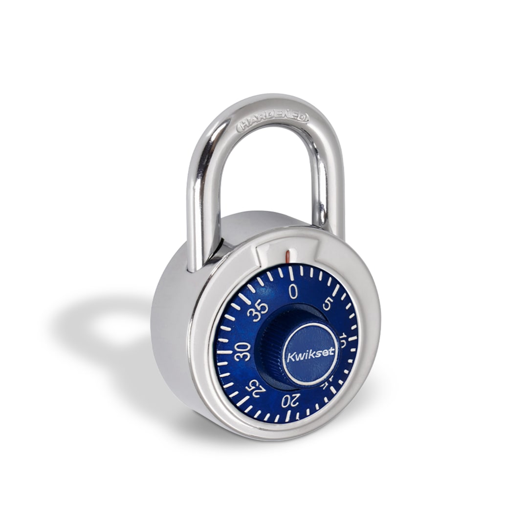 Kwikset Combination Dial Padlock, 3-Digit, 2 in Body, 1 Pack, Blue