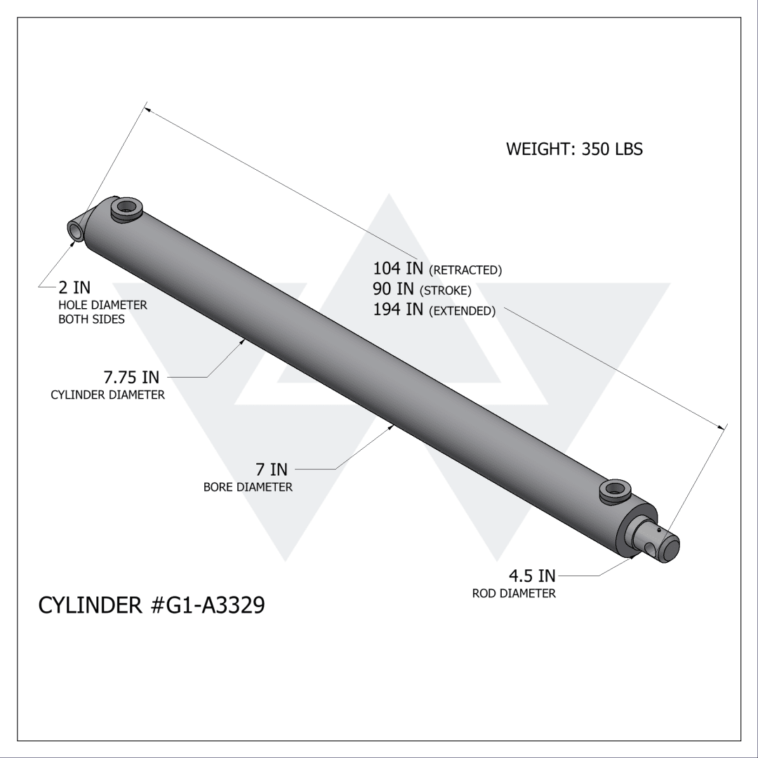 Galbreath™ Double Acting Cylinder (7" X 4.5" X 90")