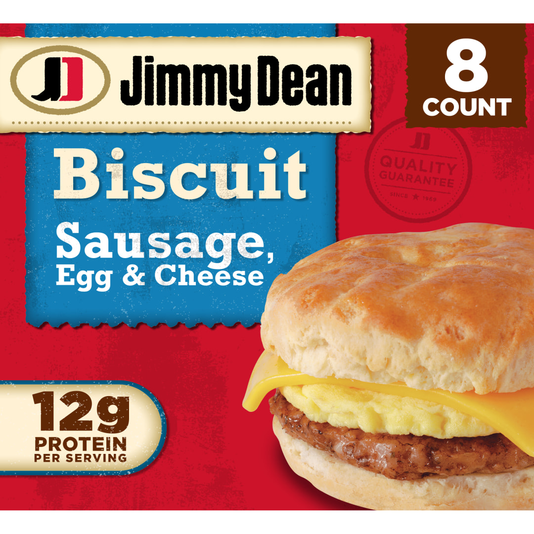 Jimmy Dean Biscuit Breakfast Sandwiches with Sausage, Egg, and Cheese, Frozen, 8 Count