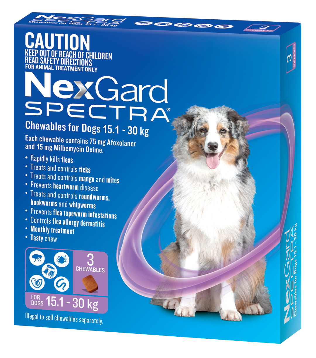 NexGard SPECTRA Chews for Dogs, Purple, Large Dog (15.1 - 30kg)