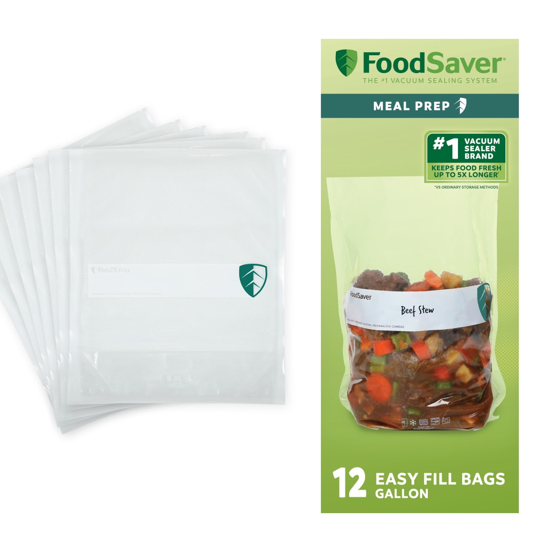 FoodSaver Easy Fill 1-Gallon Vacuum Sealer Bags, 3.78 L, 12 Count, BPA-Free Bags with Free-Standing Design