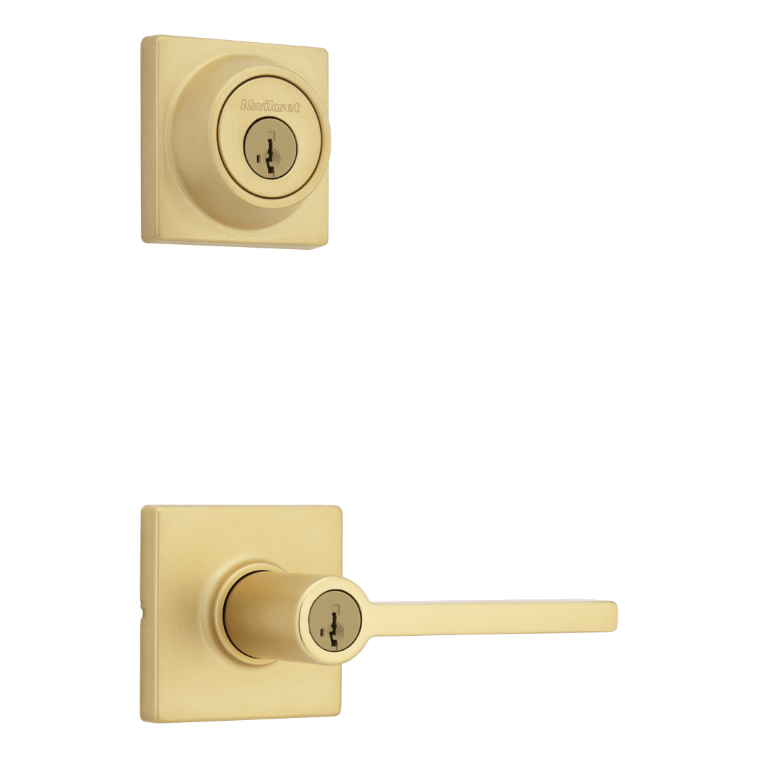 Casey Square Combo Pack Lever  in Satin Brass