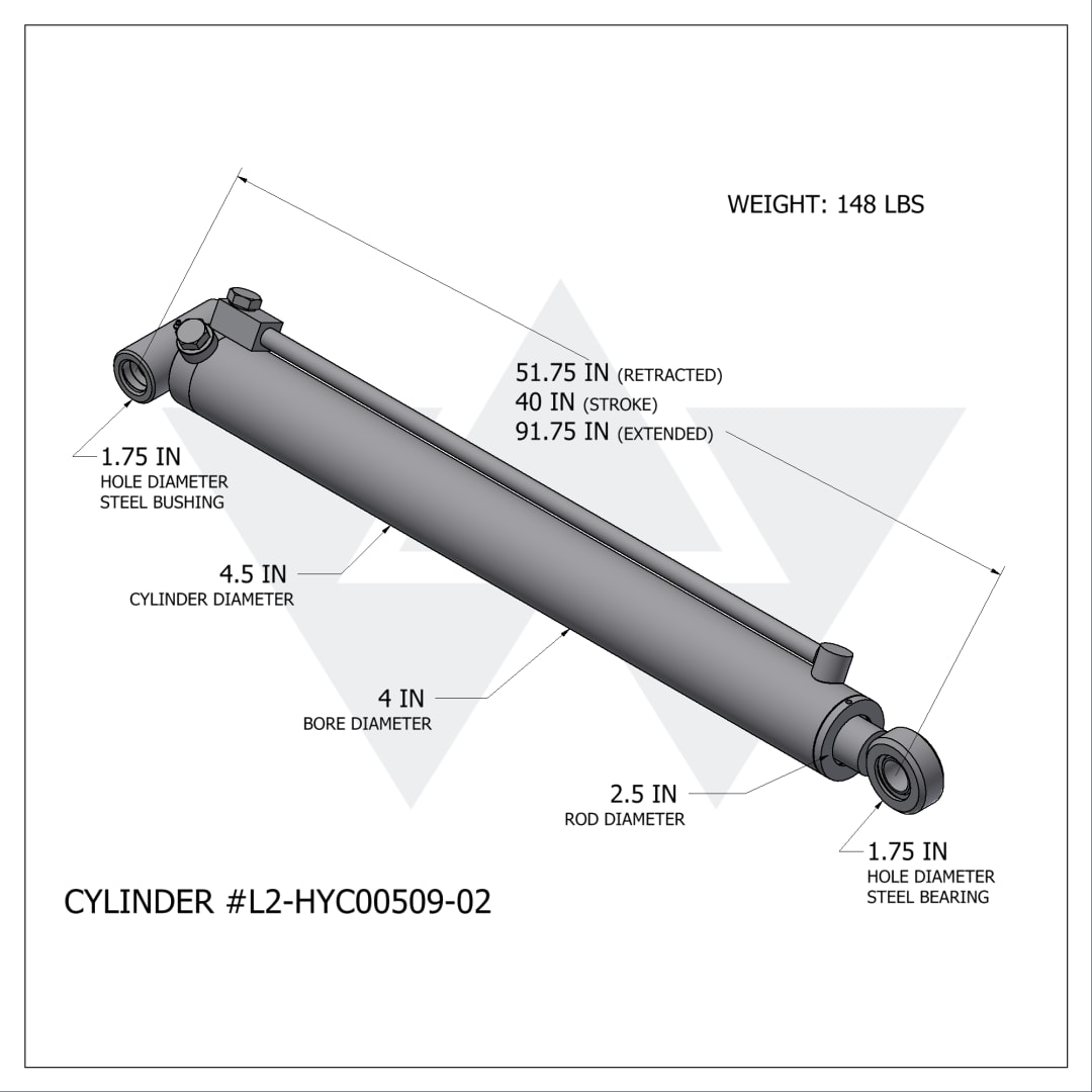 Wastebuilt® Replacement for Labrie Compactor Cylinder (4" X 2.5" X 40")