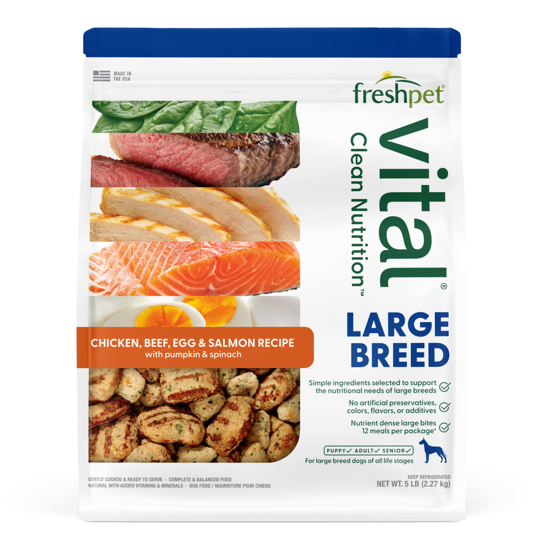 Freshpet Vital, Fresh Dog Food, Large Breed Chicken, Beef, Egg  & Salmon Recipe, 5 lbs.