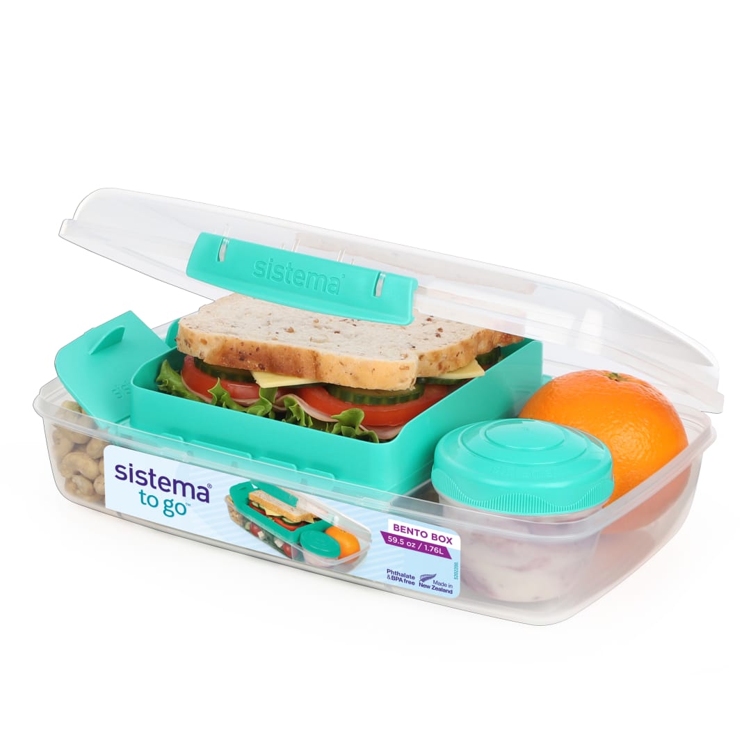 Sistema Bento Box To Go Lunch Box with Yogurt Container, 1.76 L, Colour May Vary, 1 Pack