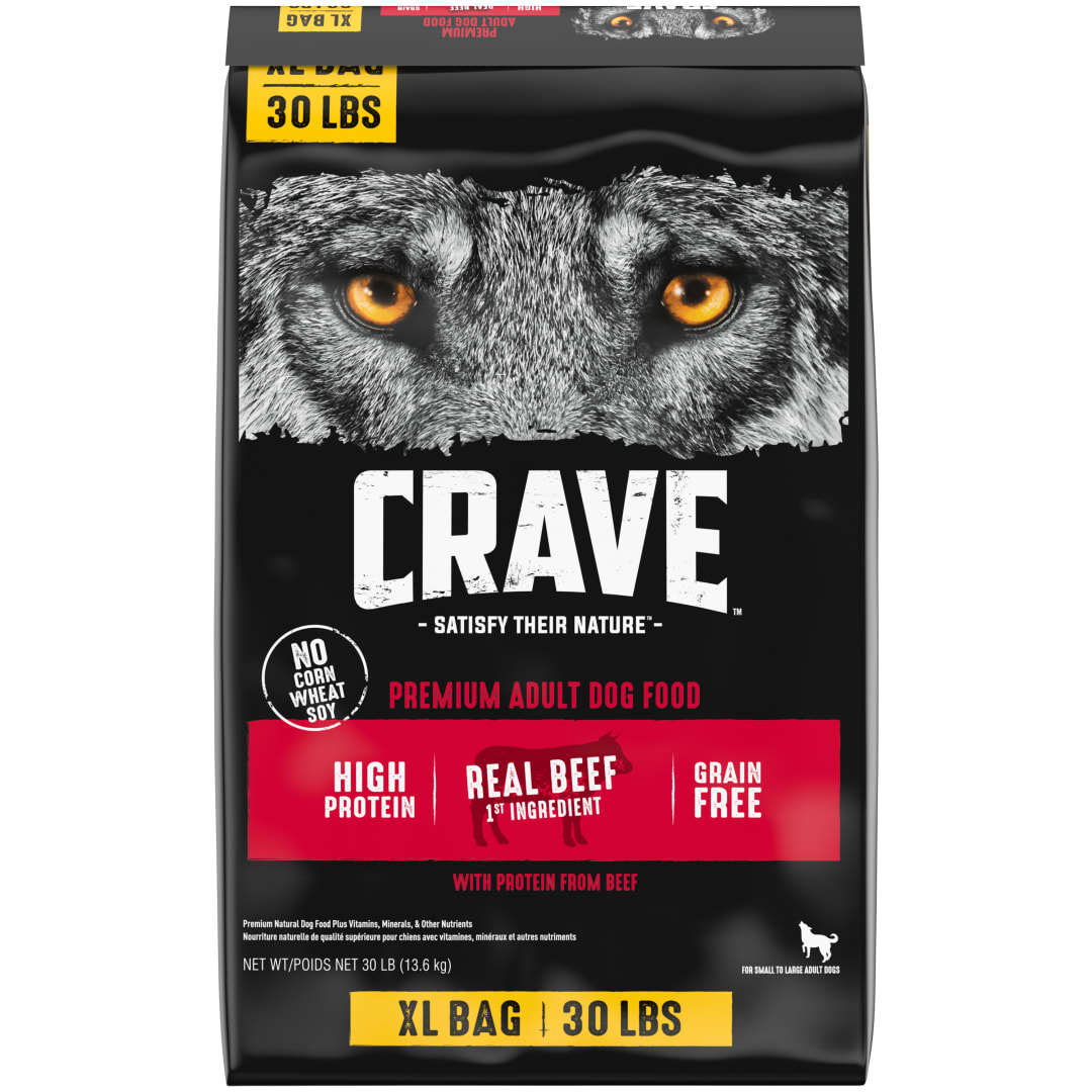 CRAVE Grain Free Adult Dry Dog Food with Protein from Beef, 30 lb. Bag