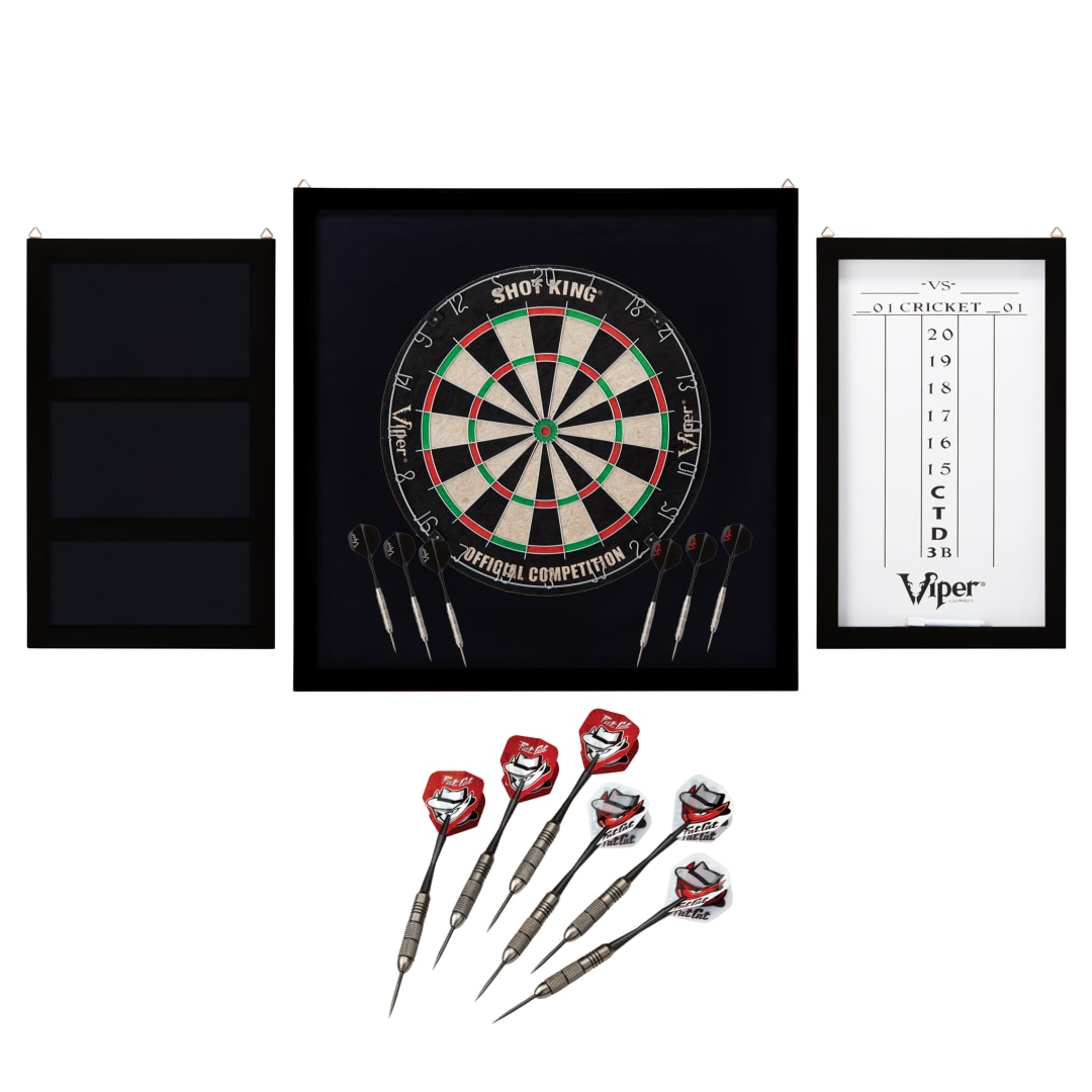Viper Shot King Sisal Dartboard, Championship Backboard & Twin Pack Tungsten Steel Tip Darts