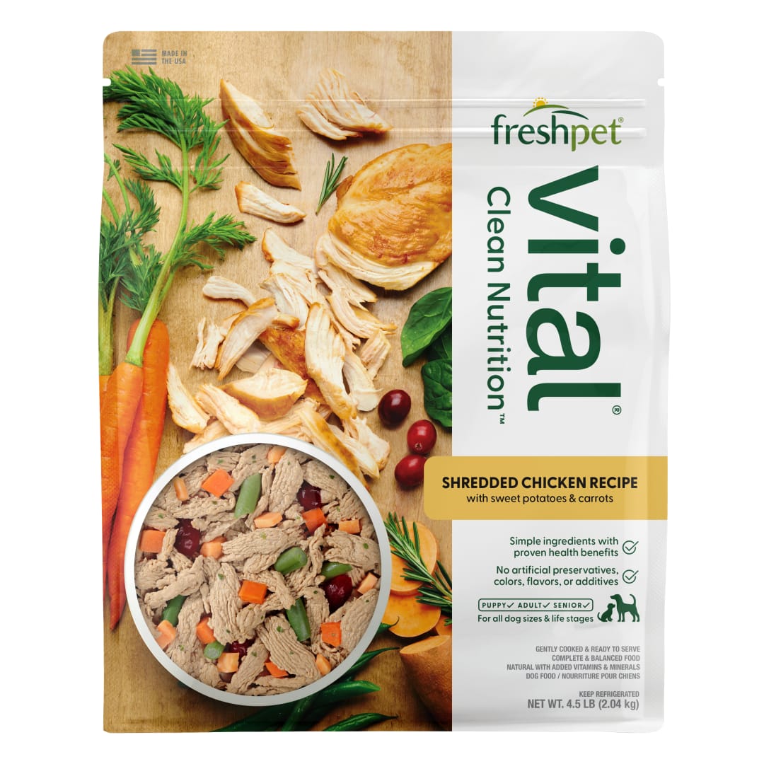 Freshpet Vital, Fresh Dog Food, Shredded Chicken Recipe with Sweet Potatoes and Carrots, 4.5 lbs.