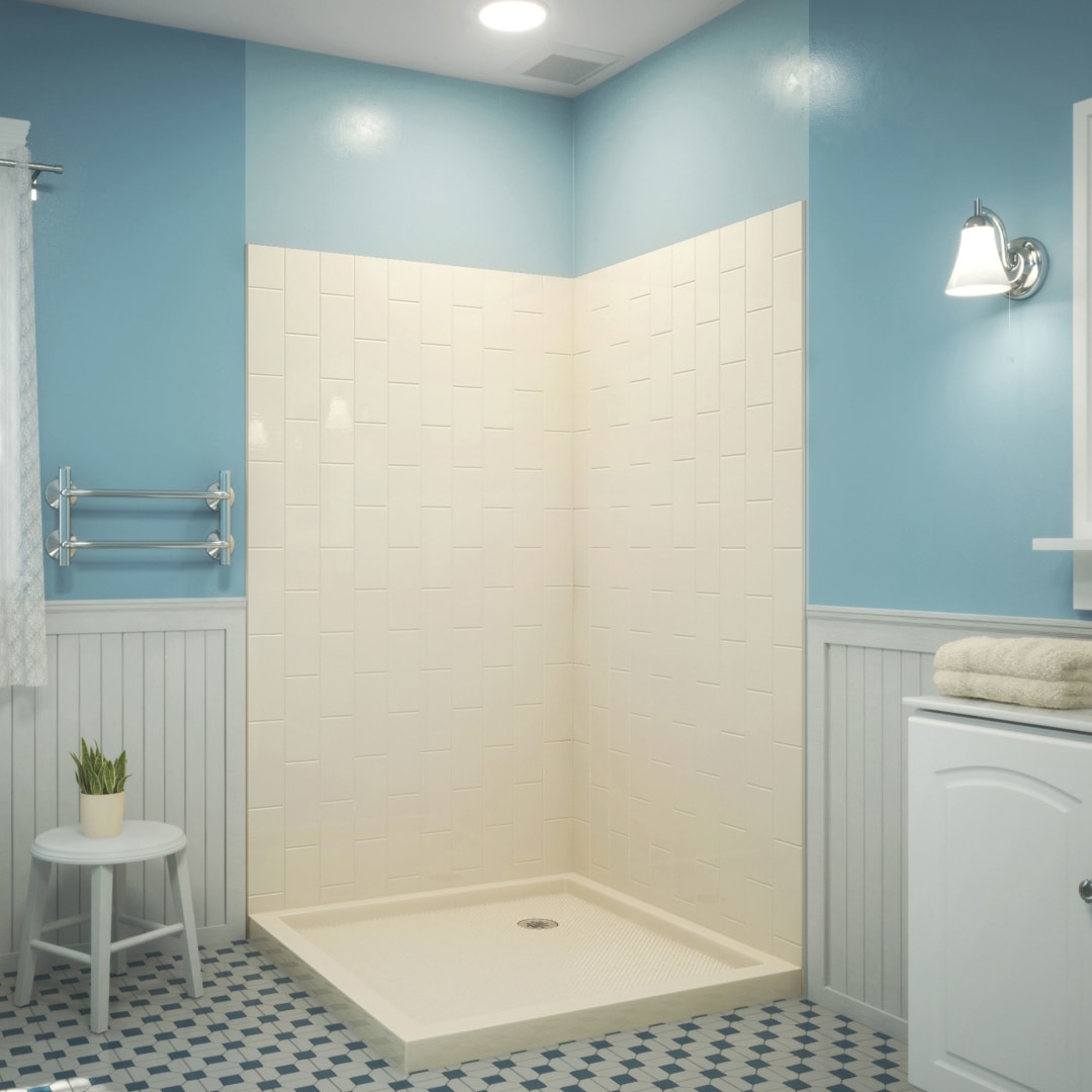 DreamLine QWALL-VS 41 1/2 inch W x 41 1/2 inch D x 76 inch H Acrylic Corner Wall Kit in Biscuit