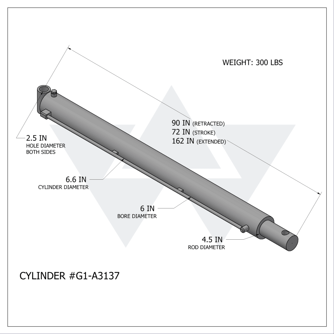 Galbreath™ Hydraulic Lift Cylinder (6" X 4.5" X 72" )