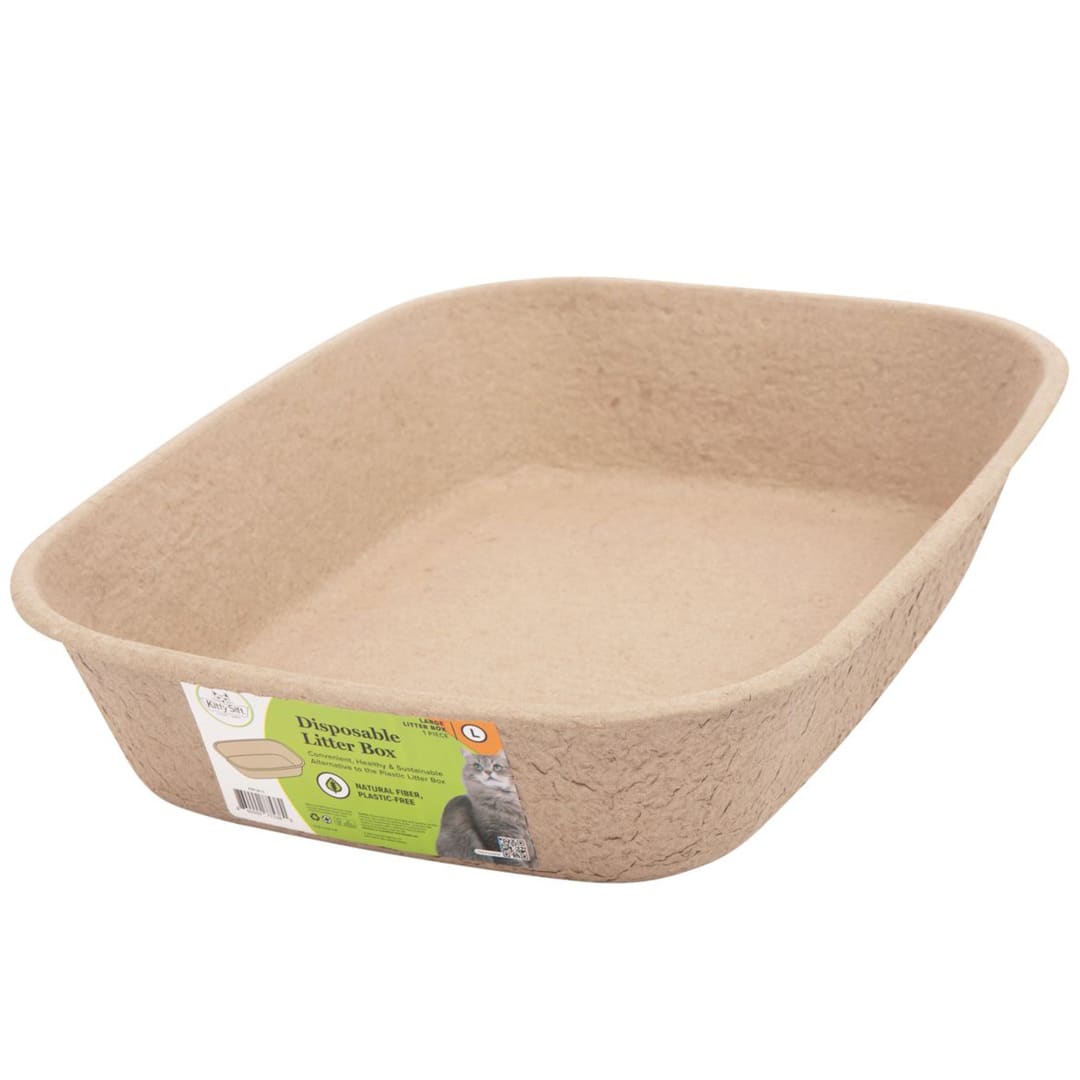 Kitty Sift Disposable Cat Litter Box Large, 1 Count, Durable and Portable for Travel and Home, Eco-Friendly Disposable Litter Box Controls Odor
