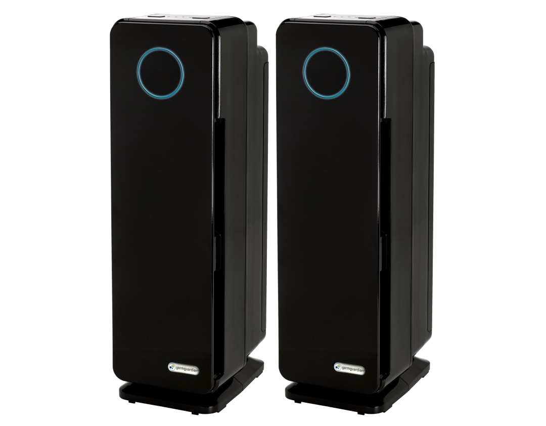 GermGuardian 22" Elite Tower Air Purifier with HEPA Pet Pure Filter, UV-C Light, Covers Rooms up to 743 Sq. Ft., 2-Pack