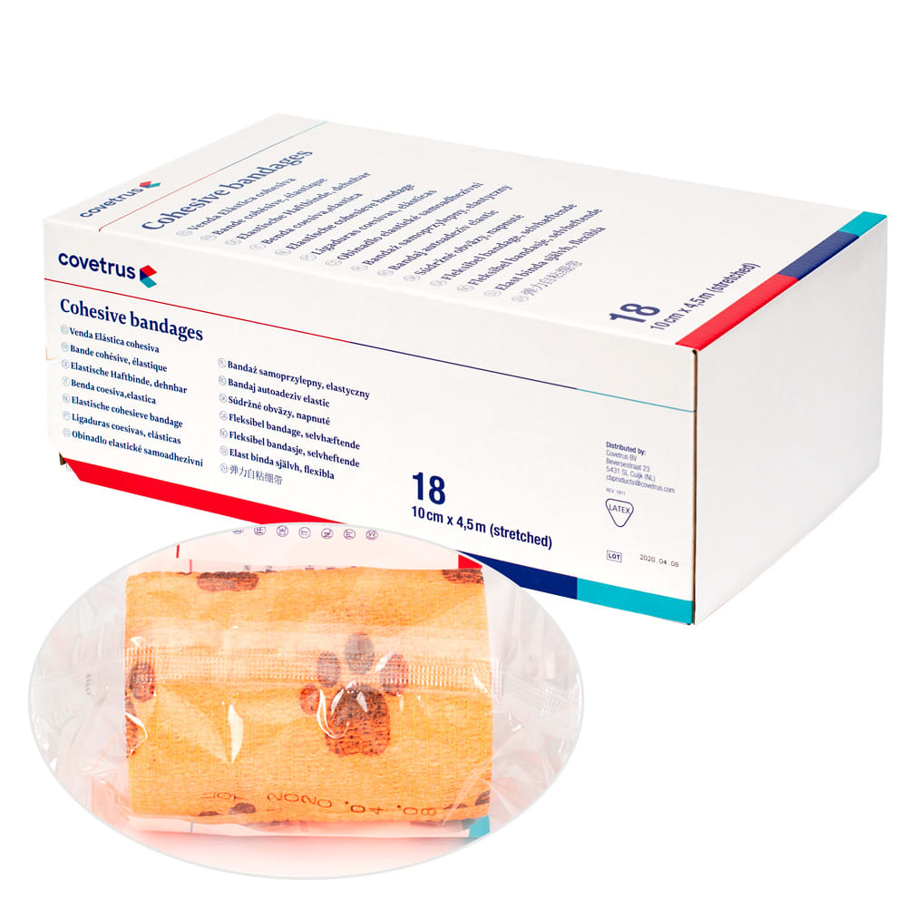 Covetrus Cohesive Paw Print Bandage, Assorted Colours, 10cm x 4.5m
