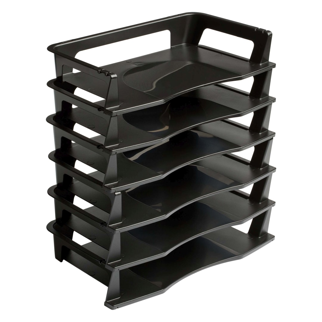 REGEN NESTING SIDE LD LTR TRAY 6PK BLK