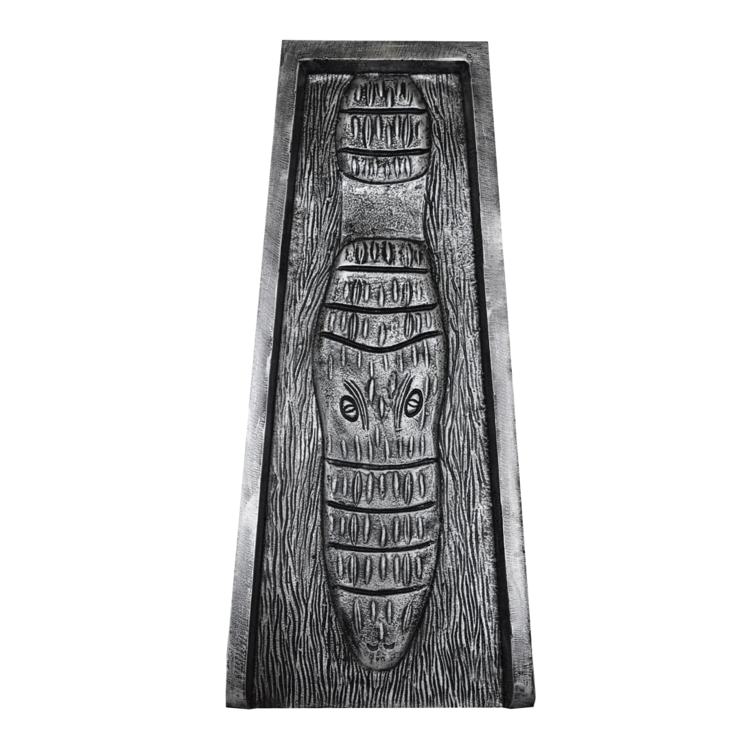 Silver Alligator Crocodile Cast Aluminum Downspout Gutter 24 in. Splash Block