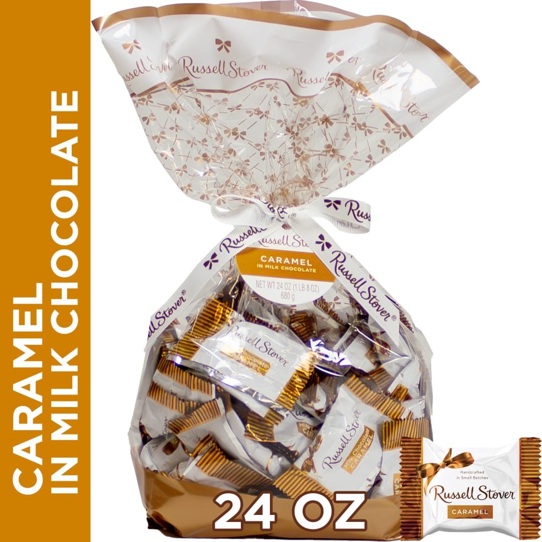 RUSSELL STOVER Milk Chocolate Caramel Medallion Candy Gift Bag, 24 oz.