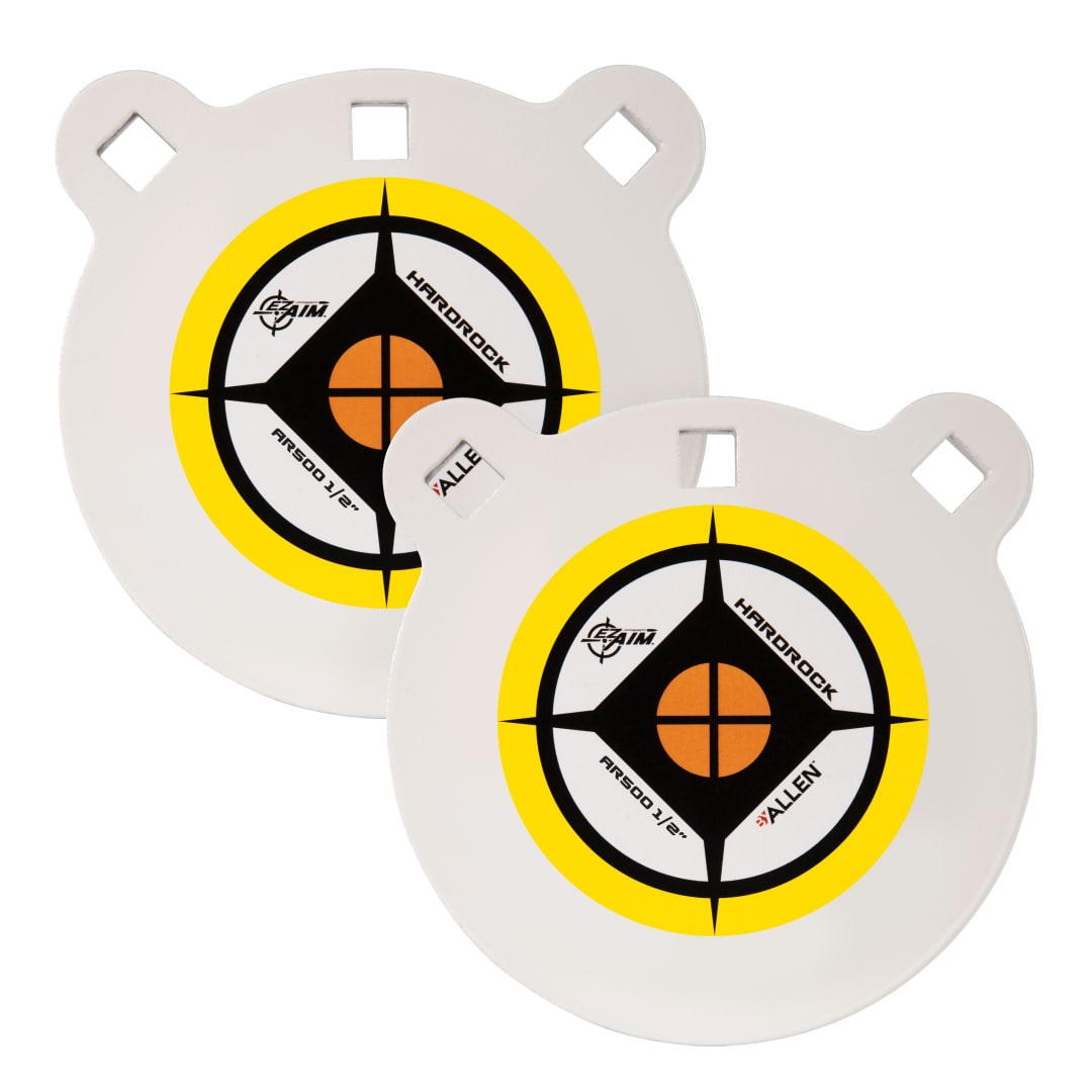 EZ Aim® 6" Hardrock AR500 Steel Gong Shooting Target, 1/2" Thick, 2-Pack, White/Yellow/Black