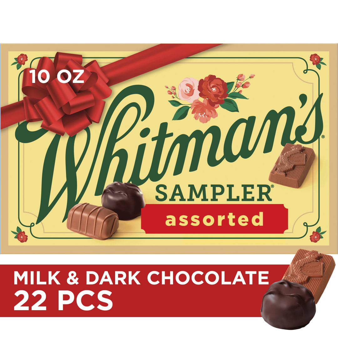 WHITMAN'S SAMPLER Christmas Assorted Milk & Dark Chocolate Candy Gift Box, 10 oz.