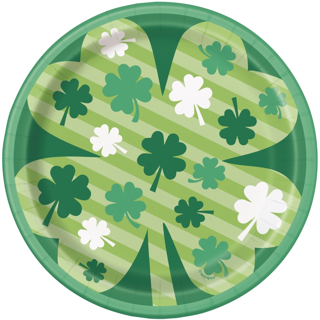 Lucky Clover St Patrick's Day Round 7" Dessert Plates, 8ct
