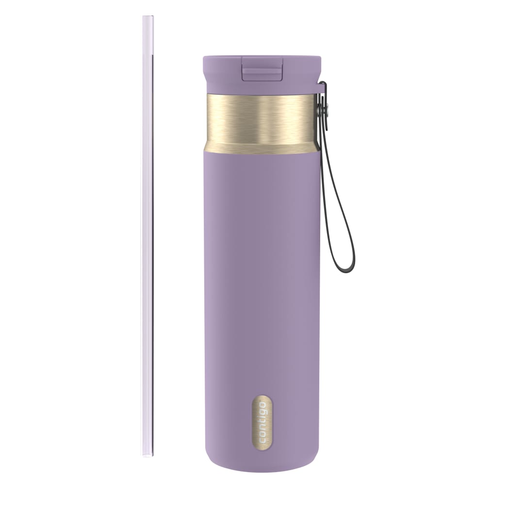 Contigo SnapSeal™ 24 oz Leakproof Stainless Steel Water Bottle with Carrying Strap and Reusable Straw