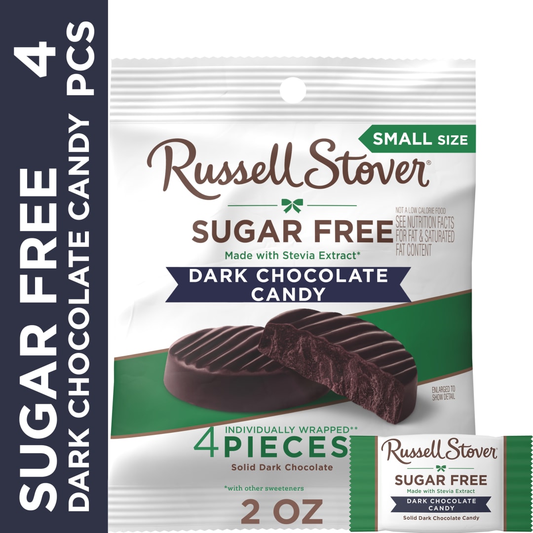 RUSSELL STOVER Sugar Free Dark Chocolate Medallions Candy, 2 oz. bag