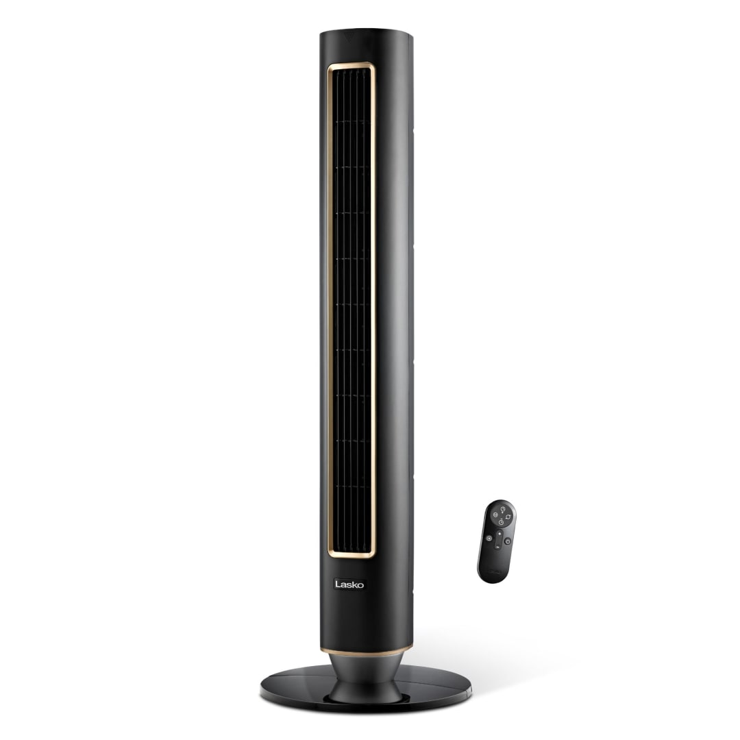 Lasko 40" Pinnacle Tower Fan, 12-Speeds, 24H Timer, 50ft Air Distance, 32 ft/s Airflow, Quiet as low as 24dB, 450 CFM, WhisperForce™ DC Motor, AirSense, CarbonX Filtration, Night Light, Remote, DST100