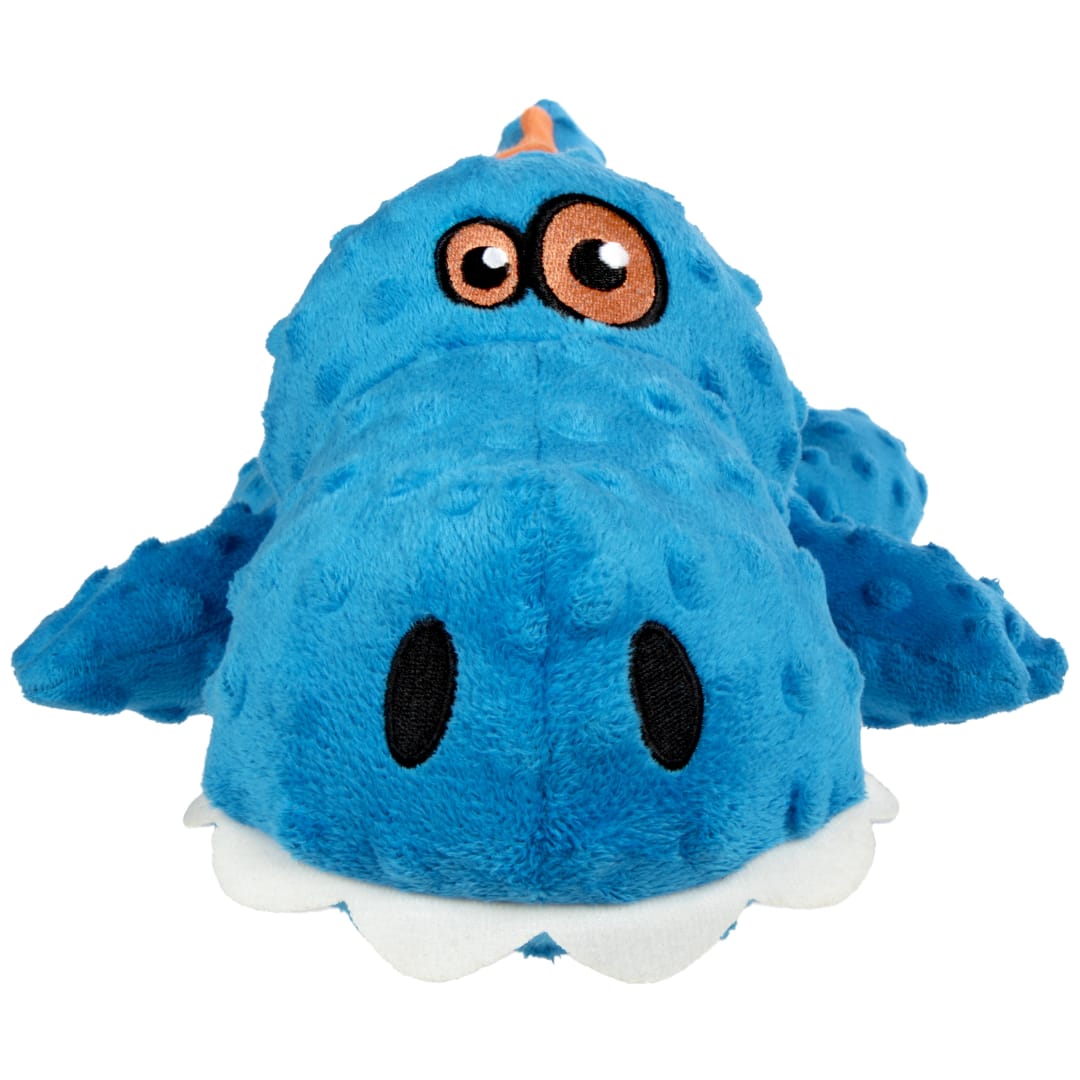 goDog Jumbo Gator Squeaky Plush Dog Toys with Durable Chew Guard Technology, Blue