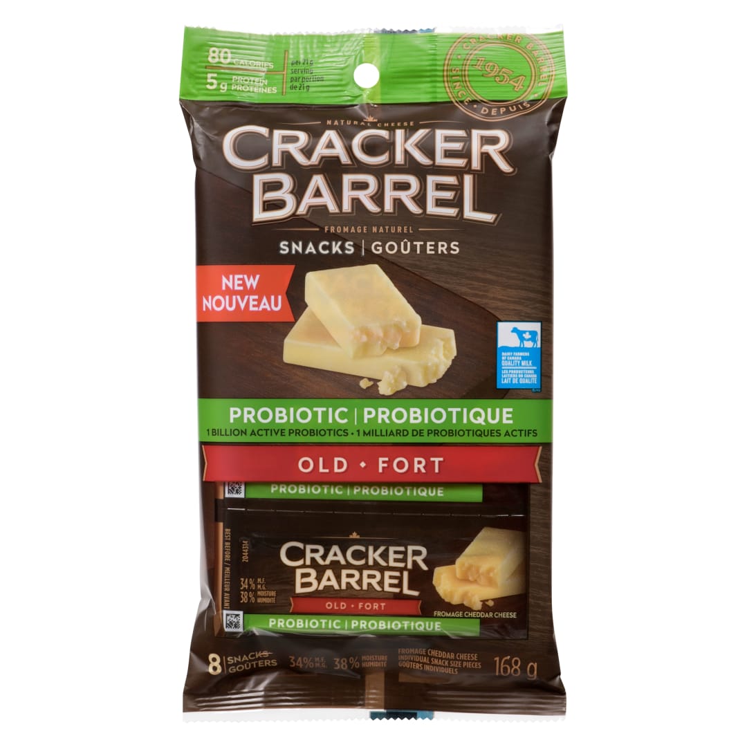 Cracker Barrel Probiotic Old Cheddar Cheese Snacks, 8 Pack, 168g