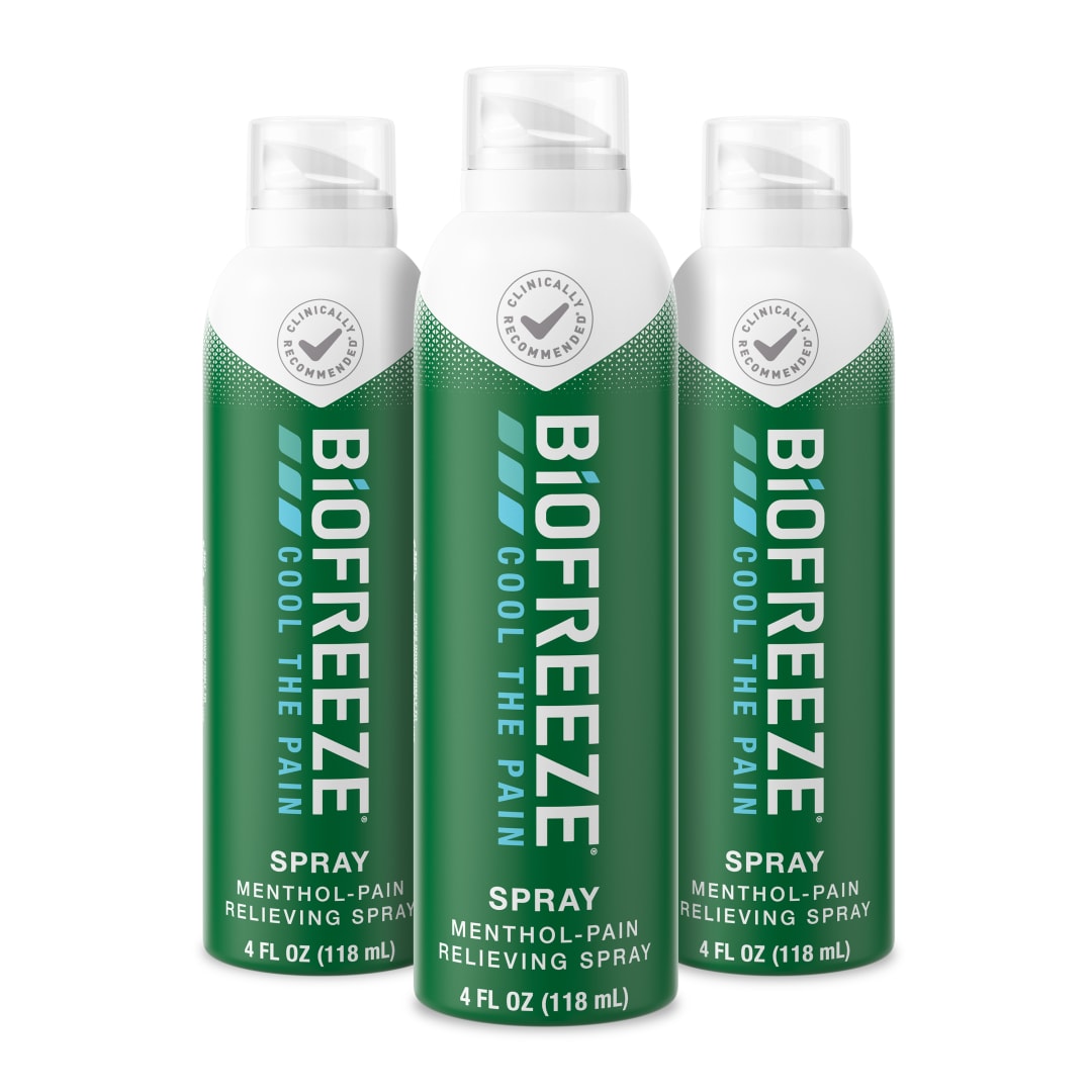 Biofreeze Pain Relief Spray, 4 oz. Aerosol Spray, Colorless, Pack of 3