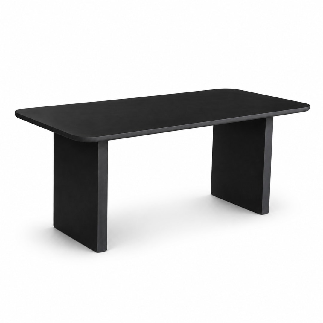 Modern Indoor/Outdoor Matte Black 78.7" Rectangular Poly-Fiber Dining Table