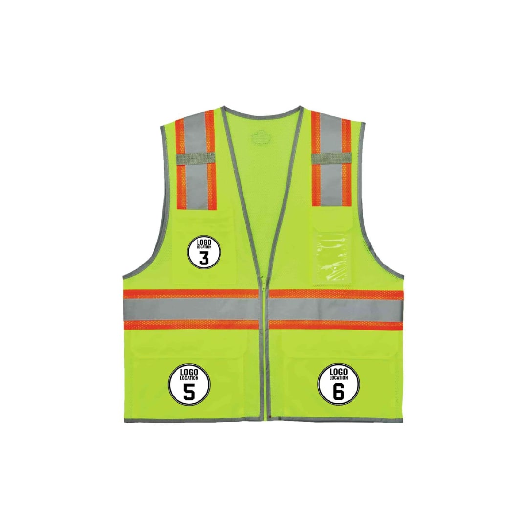 GloWear 8246Z Two-Tone Mesh Hi-Vis Safety Vest - Type R, Class 2, Zipper, Reflective Binding