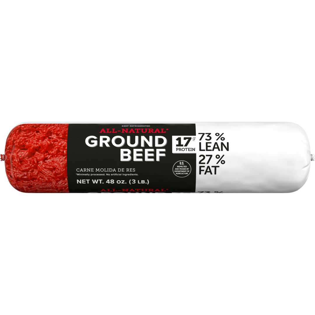 All Natural* 73% Lean/27% Fat Ground Beef Roll, 3 lb